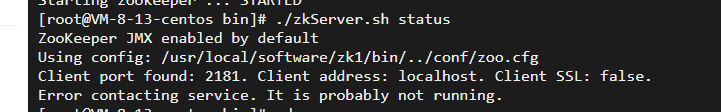 Zookeeper配置 Client port found: 2181. Client address: localhost. Client SSL: false. Error contacting插图1